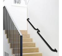 Indoor and Outdoor Stair Railing, Black Wrought Iron il, Safety Support Grab Bar with Wall Brackets, 30cm Length - Durable, Stylish, Easy to Install