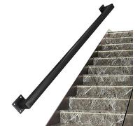 Indoor and Outdoor Stair Railing Kit 3.9m Black Wrought Iron il for Wall Mount Complete Metal Staircase Guardrail Adjustable 1-3m Lengths