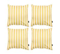 Indoor and Outdoor Striped Waterproof Cushion Black Set of 4 ICON Yellow 43cm x 43cm