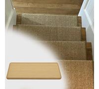 Indoor Anti Slip Stair Mats for Tile Steps 16 PCS Right Angle Folded Edges Durable Sisal Rugs for Pets Elderly & Children 24x80 CM Safety Treads for Home