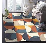 Indoor Area Rug 3D Oval Geometric Navy Blue Orange Beige Patchwork Machine Washable Rug For Living Room,Fluffy Carpet For Bedroom, Non Slip Throw Rugs For Kids Room 80 X 120 Cm - Polyester Soft -6D3E3