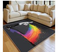 Indoor Area Rug 60 x 90 cm Graffiti Characters Modern Carpet grey Non-Slip Washable Living Room & Luxury Restaurant Rug