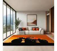 Indoor Area Rug, Non-Slip Sunset Monster Truck 60 x 90 cm Machine Washable Short Pile Carpet Orange Color, Soft Touch Anti-Slip Backing Rugs for Bedroom Kitchen Living Room