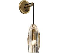 Indoor Art Wall Sconce All Copper Post-Modern Crystal Lamp Bedside Simple and Creative Light Fixture Living Room Bedroom Aisle, Gold