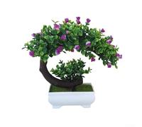 Indoor Artificial Bonsai Tree for Serene in Workspace Living Area or Retail Setting with Compact 20x20cm Potted Form (Rose Lotus Color)
