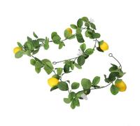 Indoor artificial lemon vine decor for air conditioning pipe areas doors and featuring realistic lemons and floral fabric design (B)