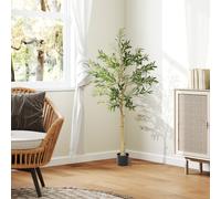 HOMCOM Indoor Artificial Plant, Faux Potted Silk Olive Tree - Green - 18 - 1
