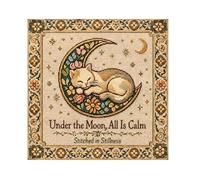 Indoor Background Cloth - Cat Moon Pattern Embroidery Art | Holiday Wall Background Banner For Decoration | Ideal For Living Room Party Photography Family Gathering Dining Room Birthday