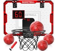 Indoor Basketball Hoop for Kids,Mini Basketball Hoop with 4 Balls, Hoop with Electronic Scoreboard, Outdoor, Red, Sports Toys Gifts for 5 6 7 8 9 10 11 12+ Year Old Boys (Modern)