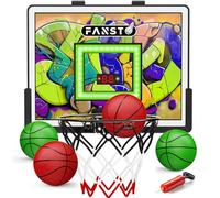 Indoor Basketball Hoop for Kids, Over The Door Basketball Hoop with LED Cheering, Anti-Impact, 2 Game Mode& Mute Mode, Mini Door Room Basketball Toy Gift with 4 Ball for 5 6 7 8 9 10 11 12 Old Boys