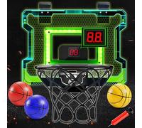 Indoor Basketball Hoop, Mini Basketball Hoop for door, Electronic Pro Score board with Automatic Sound & LED Light, Room Play Set Toy Gift for 3+ kids teens & Adults with 3 Balls & Air Pump