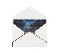 indoor basketball Printed Pearl Paper Greeting Card, White - Folded Blank Cards with Gold Trim for Weddings, Birthdays, Christmas