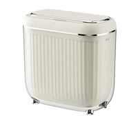 Indoor Bathroom Trash Can with Lid, 3.7 Gallon Automatic Garbage, Slim Plastic Smart with Inner Bucket for Bedroom, Living Room, Narrow Space Dumpster(White)