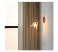 Indoor Bedroom Wall Sconce Zipper On/Off Switch Wall Sconce Copper Lighting Compatible with Living Room Bedside Home Decoration, Chandelier(17cm)