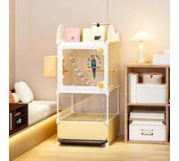 Indoor Bird Cage Large with Tray, Clear Cockatiel Cage with Storage Top