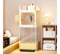 Indoor Bird Cage Large with Tray, Clear Cockatiel Cage with Storage Top