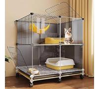 Indoor Black Cages, Playpen with Lid, Roller Cage for Ferrets, Chinchillas, Rabbits and Small Animals(71 * 36 * 82cm)
