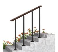 Indoor Black Stair Raing Post Kit Adjustable LShaped Baluster Posts Metal Banister Column with Flat Brackets Perfect for Loft Porch Church (Floor Mount Wood Style)