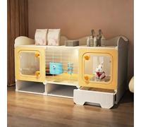 Indoor Bunny Cage, Clear Rabbit Cage with Slide-Out Tray & Storage Space, Guinea Pig Cages, for Small Animals(106x36x62CM)