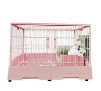 Indoor Bunny Cages for Rabbits Clear Door Small Rabbit Cage with Double Tray for Ferrets, Chinchillas, Kittens and Rabbits, Small Pet Cage, 33 Inch, White Pink (Pink)
