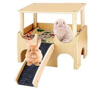 Indoor Bunny House, Small Animal House for Cage | Double Layer Wooden Hamster House House Deadline,Habitat Decor with Staircase, Pet Supplies for Cone