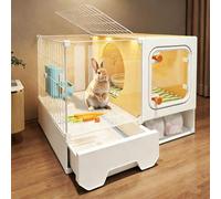 Indoor Bunny Hutch, Rabbit Hutch with Slide-Out Tray & Storage Space, Clear Rabbit Cage, for Small Animals(71x45x53CM)