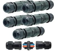 Indoor Cable Connector, CTRICALVER 2 Pole Waterproof Cable Connector, 5 Pack IP66 Waterproof Junction Box, Wire Connector External Sleeve Coupler, Inline Cable Connector for Cable Diameter Ø 5mm-10mm