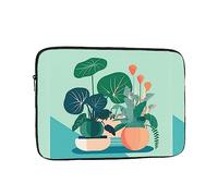 Indoor Cartoon Potted Green Plants Patterned Laptop Sleeve 15 Inch Shockproof for Slim Protective Notebook Computer Bag Briefcase
