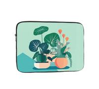 Indoor Cartoon Potted Green Plants Printed Laptop Sleeve, 10 inch Computer Bag, Suitable for Office, Travel, Commuting, and Business Trips.