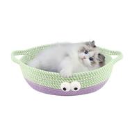 Indoor Cat Bed | Scratching Washable Folding Cute - Cotton Round Dog Basket Scratching Bed | for Playing Sleeping Resting Home Apartment Living Room Summer