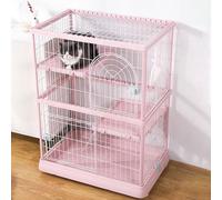 Indoor Cat Cage 2 Tier Kitten Cage with Cat Litter Box/Hammock Pink Cat Crate for Ferret Kitty, Chinchilla, Squirrel, Rv Travel, Camping,pink-124.7x64x94cm/49.1x25.2x37