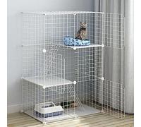 Indoor Cat Cage, Cat Enclosure, Detachable Metal Cat Cage with Cat Litter Box, Foldable, Portable, Pet Cage, Easy to Assemble