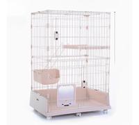 Indoor Cat Cage, Cat Playpen with Top Cover and Anti-Collision Lock, Quick Assembly Pet Enclosure on Wheels for Small Animals