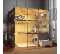 Indoor Cat Cage, Collapsible Pet Enclosure, Easy Assembly Small Animal Cage with Litter Box, Suitable for Indoor and Outdoor Use