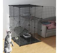 Indoor Cat Cage, Detachable Metal Small Animal Kennel for Cats, Kittens and Small Pets, DIY Modular Design for Ferrets and Puppies
