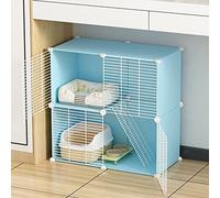 Indoor Cat Cage,DIY Cat Enclosure Small Animals Cages, Anti-jumping Kitten Crate Indoor Use Pet Cages for Cats, Bunny, Chinchilla (Color : C, Size : Two layers blue)