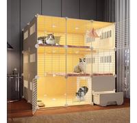 Indoor Cat Cage Enclosed Litter Box with Cat Door, Spacious Play Area for Cats, Ferrets, Chinchillas, Rabbits & Small Animals - Perfect for Multi-Pet Homes