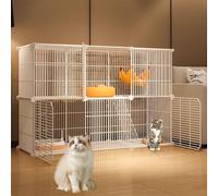 Indoor Cat Cage Kitten Cage House Cat Enclosure Outdoor Small Animal DIY Pet Playpen, 1.5cm Encrypted Grid(White,111x37x73cm)