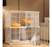 Indoor Cat Cage Kitten Cage House Cat Enclosure Outdoor Small Animal DIY Pet Playpen, 1.5cm Encrypted Grid(White,75x37x73cm)