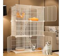 Indoor Cat Cage Kitten Cage House Cat Enclosure Outdoor Small Animal DIY Pet Playpen, 1.5cm Encrypted Grid(White,75x37x109cm)