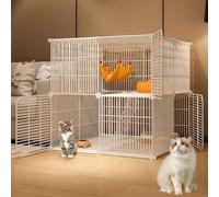 Indoor Cat Cage Kitten Cage House Cat Enclosure Outdoor Small Animal DIY Pet Playpen, 1.5cm Encrypted Grid(White,75x75x73cm)