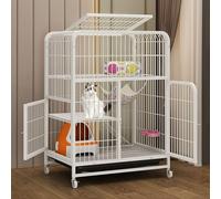 Indoor Cat Cage Kitten Cage House Cat Enclosure Pet Playpen, with Encryption Mesh Pad, Square Tube Reinforcement(White,78x55x110cm)