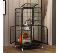 Indoor Cat Cage Kitten Cage House Cat Enclosure Pet Playpen, with Encryption Mesh Pad, Square Tube Reinforcement(Black,71x55x126cm)