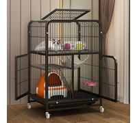 Indoor Cat Cage Kitten Cage House Cat Enclosure Pet Playpen, with Encryption Mesh Pad, Square Tube Reinforcement(Black,71x55x106cm)