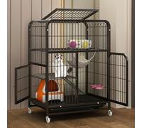 Indoor Cat Cage Kitten Cage House Cat Enclosure Pet Playpen, with Encryption Mesh Pad, Square Tube Reinforcement(Black,78x55x110cm)
