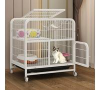 Indoor Cat Cage Kitten Cage House Cat Enclosure Pet Playpen, with Encryption Mesh Pad, Square Tube Reinforcement(White,71x55x95cm)