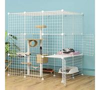 Indoor Cat Cage - Large Cat Cage Pet Kennel Kitten Cage Cat Outdoor Enclosure Metal Cat House Indoor DIY Cat Playpen Sturdy Easy to Clean Detachable Exercise Place Ideal for 2-5 Cat