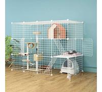 Indoor Cat Cage - Large Cat Cage Pet Kennel Kitten Cage Cat Outdoor Enclosure Metal Cat House Indoor DIY Cat Playpen Sturdy Easy to Clean Detachable Exercise Place Ideal for 2-5 Cat (147x75x110c