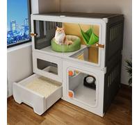 Indoor Cat Cage - Large Cat Enclosure with Built-in Toilet, Easy Installation, No Tools Required, Perfect for Home, Safe & Comfortable Space for Cats
