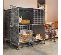 Indoor Cat Cage, Large Detachable Playpen for Kittens, Puppies & Bunnies - Versatile Pet Home with Toilet Space, Ideal for Exercise & Play, 75x49x109CM